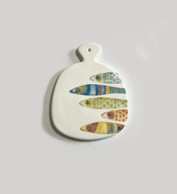 Tagliere in ceramica artigianale "Pesci"